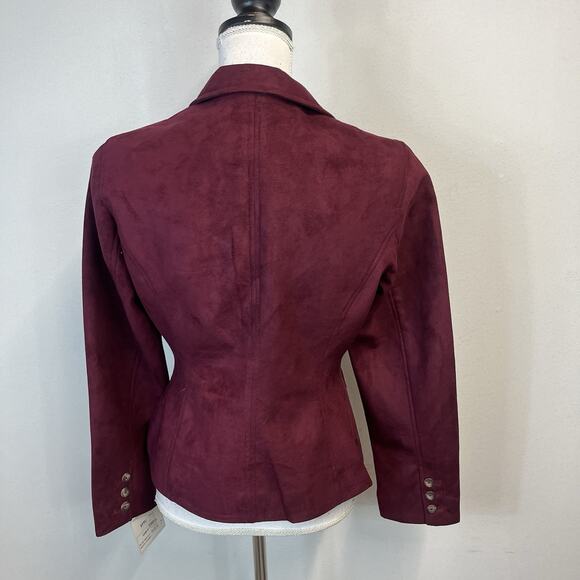 Fourteen Zero Blazer Jacket size Small Burgundy Faux Suede Career Casual Pockets - Picture 7 of 8